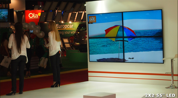 Videowall con bordes 2x2 en stand